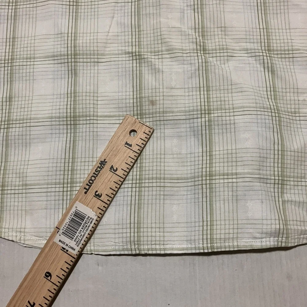 Banana Republic Mens Short Sleeve Linen Blend Plaid‎ Up Down Shirt Size Large